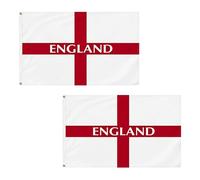 2 bandiere con croce di San Giorgio dell'Inghilterra, 1,5 x 0,9 m, con occhielli in ottone, bandiera inglese in poliestere per partite di calcio, cricket, casa e giardino