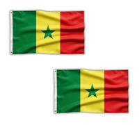 2 bandiere del Senegal, 1,5 x 0,9 m, con occhielli in ottone, bandiera senegalese in poliestere, per partite di calcio, zone di ventilazione, casa e giardino