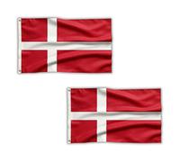 2 bandiere della Danimarca da 1,5 x 0,9 m con occhielli in ottone, bandiera danese in poliestere per feste Eurovision, partite di calcio, casa e giardino