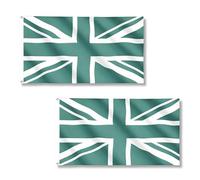 2 bandiere della Gran Bretagna Union Jack verde, 1,5 x 0,9 m, con occhielli in ottone, striscione in poliestere per eventi a tema britannico, decorazione per pub, pub, casa e giardino