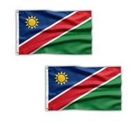 2 bandiere della Namibia, 1,5 x 0,9 m, con occhielli in ottone, bandiera della Namibia in poliestere, per eventi sportivi, celebrazioni nazionali, esposizione di casa e giardino