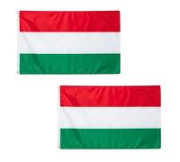 2 bandiere dell'Ungheria da 1,5 x 0,9 m con occhielli in ottone, bandiera ungherese in poliestere per partite di calcio, celebrazioni nazionali, esposizione di casa e giardino