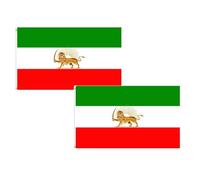 2 bandiere iraniane persiane con leone e sole con 2 occhielli in ottone, bandiera classica persiana tricolore, bandiera bifacciale, bandiere persiane iraniane, resistente ai raggi UV, bandiera