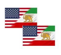 2 bandiere iraniane persiane con leone e sole con 2 occhielli in ottone, bandiera classica persiana tricolore, bandiera bifacciale, bandiera persiana iraniana, resistente ai raggi UV, bandiera