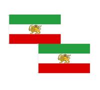 2 bandiere iraniane persiane con leone e sole con 2 occhielli in ottone classico bandiera tricolore della Persia, bandiera bifacciale, bandiere iraniane persiane, bandiera iraniana resistente ai raggi