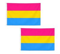 2 bandiere pansessuali Pride da 1,5 m x 0,9 m con occhielli in ottone - striscione LGBT in poliestere per parate mensili orgogliose, eventi LGBTQ, decorazione per la casa e il giardino