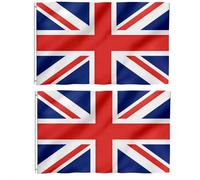 2 bandiere Union Jack, bandiere dell'Inghilterra 1,5 x 0,9 m con occhielli, grande bandiera britannica per esterni, premium con poliestere double-face