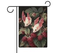 2 bandierine da giardino con ali di pipistrello, colore rosa, in iuta su entrambi i lati, 30,5 x 45,7 cm