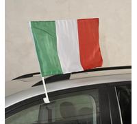 2 Bandierine Italia con Supporto Asta per Auto cm 30x45 Nazionale Italiana Tessuto Resistente
