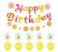 2 bandierine piccole margherite, 10 palloncini margherite, decorazioni margherite, decorazione Happy Birthday, decorazione per feste di compleanno, decorazioni per feste di compleanno