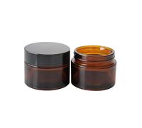 2 barattoli di vetro ambrato da 50 ml con coperchi neri e fodera interna vuota riutilizzabile contenitore cosmetico vaso da viaggio bottiglia campione per lozione crema polvere