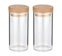 2 barattoli portaspezie in vetro borosilicato di faggio, 100 ml