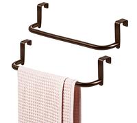 2 barre portasciugamani in metallo per armadio da cucina, in acciaio resistente, da appendere all'interno o all'esterno di porte, cucina, bagno, asciugamani, strofinacci e strofinacci (marrone)
