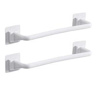2 barre portasciugamani in plastica, montaggio a parete, coperchio per vaso, autoadesivo, organizer per bar, accessori da bagno, per cucina, bagno, WC (bianco, 34 cm)