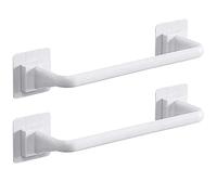 2 barre portasciugamani in plastica, supporto da parete autoadesivo per bagno, cucina, WC (bianco, 24,5 cm)