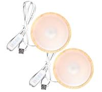 2 basi a LED in legno, 3 colori, illuminazione in legno, base a luce LED, rotonde, per blocco di vetro, luci d'atmosfera, opere d'arte sferiche in cristallo (luce calda)
