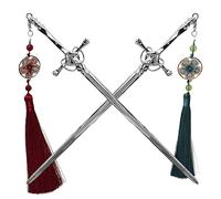 2 bastoncini per capelli con motivo a spada, bacchette in stile cinese con nappa, accessori per capelli vintage per donne e ragazze