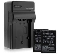 2 Batterias + Caricabatteria (auto, rete) Compatibile con Nikon EN-EL20 / 1 AW1, 1J1, 1J2, 1J3, 1S1, Coolpix A