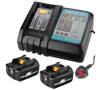 2 batterie 8,0 Ah 18 V + caricatore rapido DC18RC per Makita - Compatibile con BLBLBL1830B BL1840 BL1850 BL1850B BL1860 BL1860B BL1815 DC18RA DC18SD LXT-400