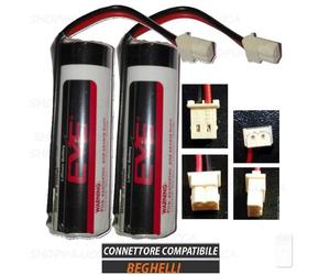 2 Batterie allarme INTELLIGENT BEGHELLI 8131 pila 3,6V 2,7Ah rilevatore infrared
