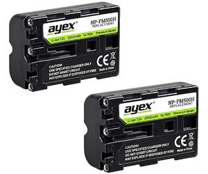 2 batterie ayex NP-FM500H, di alta qualità, compatibili con Sony Alpha SLT-A99 II A99 A77 A100 A500 A560 A700 A850 A900 - Potente per una maggiore durata, incl. Infochip, 2040 mAh