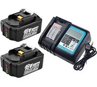 2 Batterie BL1850B 18 V 5,0 Ah con caricatore DC18RC per Makita BL1850 BL1860B BL1840B, per Makita DUC353Z DUC302Z DLM380Z DLM431Z DUH523Z, per Makita Radio DMR102 DMR105 DMR108 DMR109