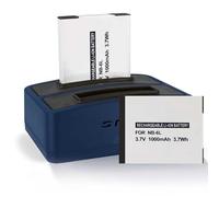 2 Batterie + Caricabatteria doppio (USB) NB-6L NB-6LH per Canon Powershot S120, S200 (2014), SX610, SX710 HS ... / IXUS 300 HS, 310 HS ... - v. lista