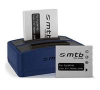 2 Batterie + Caricabatteria doppio (USB) per Fuji NP-40 / Samsung SLB-0737-0837 / Panasonic S004 / Pentax/Praktica/Kodak - Kompatible Modelle v. lista!