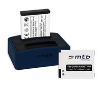 2 Batterie + Caricabatteria doppio (USB) per GoPro ABPAK-001, AHDBT-001 - Hero, Hero2, Hero960 - vedi lista (Cavo USB micro incluso)