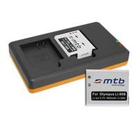 2 Batterie + Caricabatteria doppio (USB) per LI-90B LI-92B / Olympus Stylus SH-1, SH-2, SH-50, SH-60 / SP-100EE / XZ-2 / Tough TG-… - v. lista (Cavo USB micro incluso)