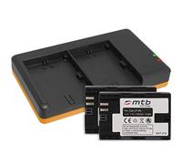 2 Batterie + Caricabatteria doppio (USB) per LP-E6(N) / Canon EOS 5D, 5DS, 6D, 7D II, 60D, 70D, 80D / XC-10 / WTF-E4(II), E5, E7 … - v. lista (Cavo USB micro incluso)
