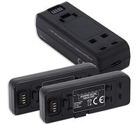 2 batterie di base + doppio caricatore (USB) compatibile con Insta 360 One R, One RS Action Cam [1200 mAh - 3,85 V - Li Ion - 100% compatibile]