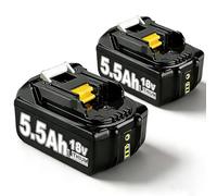 2 batterie di ricambio da 18 V, 5,5 Ah/5500 mAh, compatibile con Makita, BL1860B BL1850B BL1840 BL1815 BL1860B BL1850 BL1835 BL1845 194205-3 BL1860 BL1890 BL14150 BL1433 0 BL144 LXT-400 con batteria