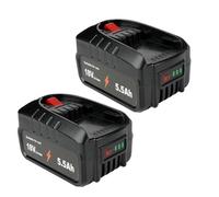 2 batterie di ricambio da 18 V, 5,5 Ah, per utensili Bosch Home and Garden, compatibile con dispositivi Bosch PBA, PSB, PSR, Gloria, ad alta capacità, ricaricabile (18 V, 5,5 A)