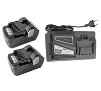 2 batterie di ricambio da 5000 Ah per Hitachi 18 V BSL1850 e caricabatterie | Compatibile con batterie HiKOKI da 18 V: BSL1815, BSL1820, BSL1830, BSL1850. Caricatore: UC18YFSL,UC18YSL3, UC18YKSL, UC18YRL