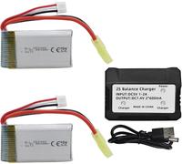 2 Batterie Litio 7.4V 850mAh con Caricatore 2 in 1 per Auto RC