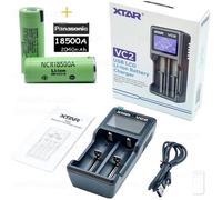 2 Batterie Pile Litio Ricaricabili PANASONIC 18500A 2040mAh +Caricatore XTAR VC2