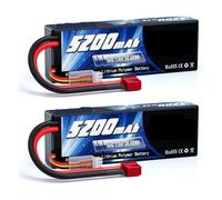 2 batterie RC Lipo 2S1P 5200 mAh 7,4 V 50 C in custodia rigida con porta di connessione T/XT60/EC3/EC5 for modelli di veicoli RC for auto, camion, buggy 1/8 e 1/10.(2S 5200mAh T)