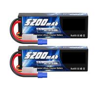 2 batterie RC Lipo 2S1P 5200 mAh 7,4 V 50 C in custodia rigida con porta di connessione T/XT60/EC3/EC5 for modelli di veicoli RC for auto, camion, buggy 1/8 e 1/10.(2S 5200mAh EC3)