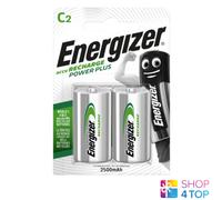 2 Batterie Ricaricabili Energizer C Hr14 Accu Power Plus 1.2V NIMH 2500mAh NUOVE