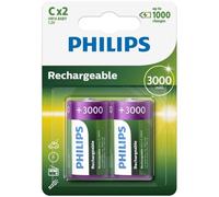 2 Batterie Ricaricabili Philips C NiMH HR14 Baby 2BL 1.2V 3000 mAh Nuove