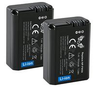 2 batterie SK Sony NP-FW50, 950 mAh, per Sony Alpha 7 7II 7R 7S II 5100 6300 6500 // NEX-3 NEX-6 NEX-7 NEX-F3 // DSC RX10 // SLT A35 A55 // ZV-E10