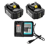 2 Batterie Sostitutive BL1850B 5000 mAh + Caricatore 18V 5Ah per Makita DC18RC 3A Compatibile BL1860B BL1830B, per Tagliaerba DLM431Z DLM380Z DUC353Z DHR171Z DHP482Z