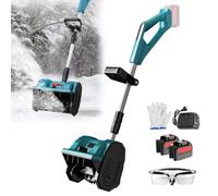 2 Battery Cordless Snow Blower | 26FT Throw Distance, Adjustable Handle for Driveway Patio Deck Farm Snow Removal(Blue)