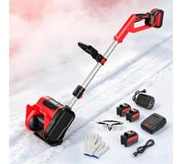 2 Battery Cordless Snow Blower | 26FT Throw Distance, Adjustable Handle for Driveway Patio Deck Farm Snow Removal(Advanced Upgrade Red)