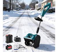 2 Battery Cordless Snow Blower | 26FT Throw Distance, Adjustable Handle for Driveway Patio Deck Farm Snow Removal(Blue)