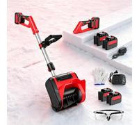2 Battery Cordless Snow Blower | 26FT Throw Distance, Adjustable Handle for Driveway Patio Deck Farm Snow Removal(Advanced Upgrade Red)