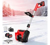 2 Battery Cordless Snow Blower | 26FT Throw Distance, Adjustable Handle for Driveway Patio Deck Farm Snow Removal(Advanced Upgrade Red)