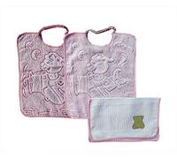 2 Bavaglie bavette bavaglini jacquard cm 28X34 con elastico con porta bavaglia colore da bimba bambina per asilo scuola materna 1 simpatico omaggio