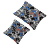 2 beauty case con motivo geometrico a forma di vespa, con chiusura automatica, portatile, senza cerniera, mini borsa da viaggio per cuffie, monete, rossetti, cosmetici, auricolari, gioielli, organizer